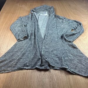 Max Studio Weekend XL Open Front Cardigan Gray Marled 3/4 Sleeve